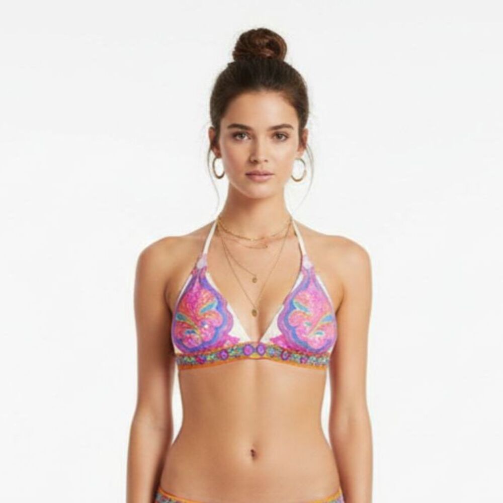 Victoria’s Secret White Mandala Print Triangle Padded Swim Bikini Top S